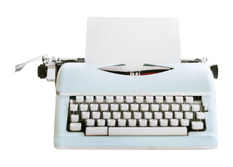 PNG Retro light blue pastel typewriter, collage element, transparent background