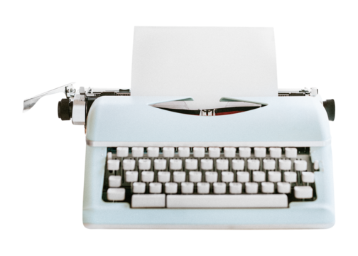 PNG Retro light blue pastel typewriter, collage element, transparent background