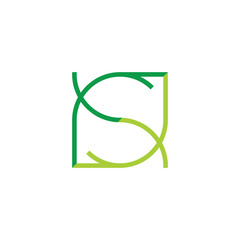 Letter S leaf, line geometric symbol simple logo vector
