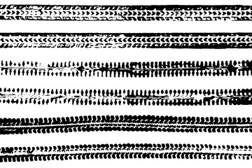 Tire wheel marks of cars, set. Vector illustration