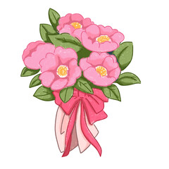 Soft Plum Flower Bouquet Illustration