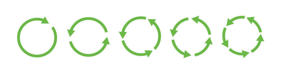 Obraz premium Green recycling signs. Circular arrows set.
