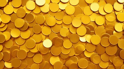 Luxury gold background with golden shining glowing glitter particles, seamless loop with circle of bubbles or coins.