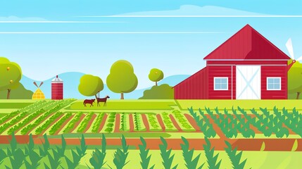 Fototapeta premium Agricultural tourism website banner flat design front view visiting farms theme animation vivid