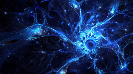 Obraz premium Science-themed midnight abstract radiates vitality for website banners,