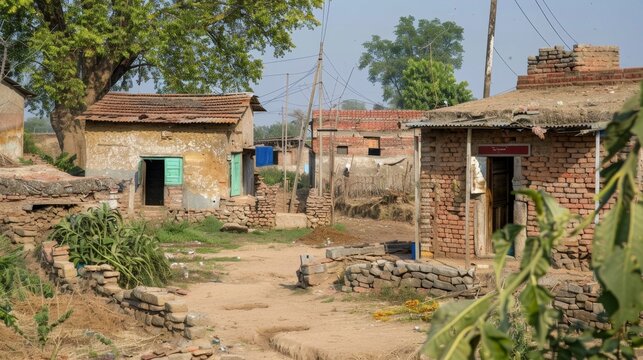 An impoverished village thriving in the cryptodriven economy with basic needs and services provided through digital transactions.