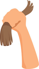 Vector image of a hand in a painting gesture holding a brush with bristles