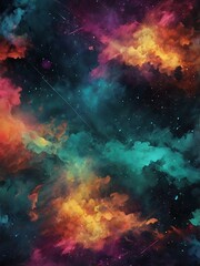 Naklejka premium Explore the vastness of space with a stunning starry night sky, featuring vibrant colors and endless possibilities with captivating backgrounds