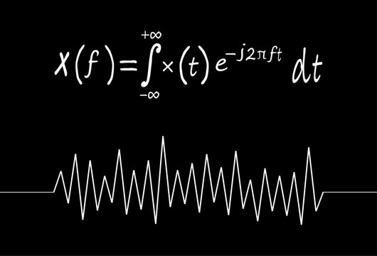 Fourier transform integral equation signal waveform frequency domain mathematics science educational illustration