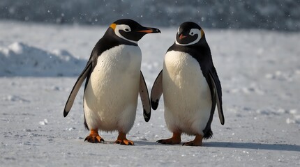Obraz premium A poem celebrating the grace and resilience of penguins waddling through snow ai_generated