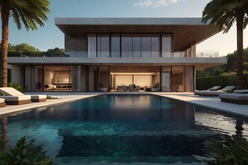Fototapeta premium Step into the world of luxurious home with swimming pool