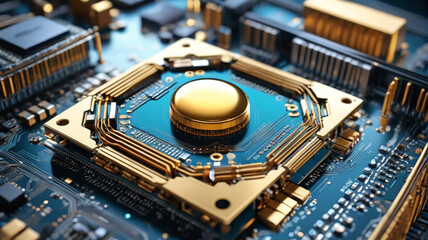 Fototapeta premium Quantum computing conference featuring latest hardware, software advancements, global experts collaboration, Generative AI