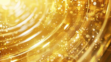 Luxury golden wave lines abstract background with golden shining glowing glitter particles, jewelry pattern.