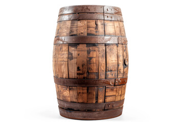 Wooden barrel for wine isolated on white background with clipping path