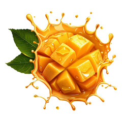 Mango Juice Splash on a transparent background