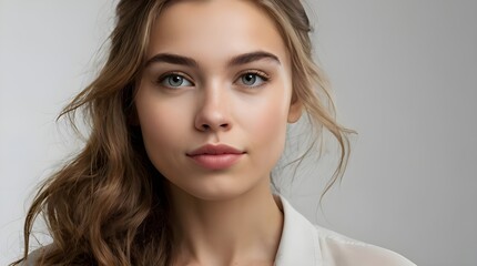 Naklejka premium portrait of a woman blue eyes brown hair