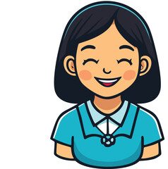 vector young girl with smile
