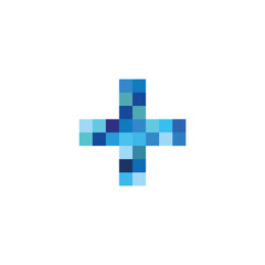 Obraz premium plus pixels, blue simple vector logo symbol
