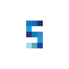 letter S pixels, simple blue vector logo symbol