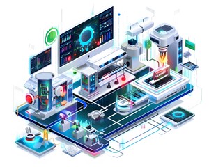 Illustration of Utilizing data analytics and machine learning to predict equipment failures and schedule timely maintenance. Ai Generate