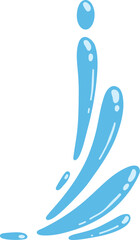 Cartoon blue dripping water drop, splash, spray and tear. Liquid flow, wave, stream and puddle. Nature water motion shape vector. Illustration of rain water drop, liquid splash