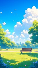 Graduation season, vacation, study completed, beautiful warm summer widescreen natural landscape in the park, fresh grass with bright sunshine, graduation season, paper planes flying in the sky,