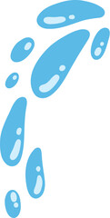 Cartoon blue dripping water drop, splash, spray and tear. Liquid flow, wave, stream and puddle. Nature water motion shape vector. Illustration of rain water drop, liquid splash