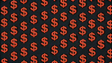 Red dollar sign seamless pattern with background