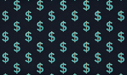 Seamless dollar sign print pattern for digital wallpaper design