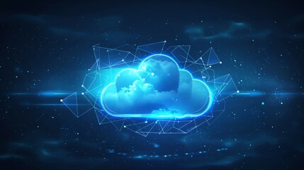 cloud icon with blue technology matrix background