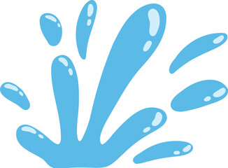 Cartoon blue dripping water drop, splash, spray and tear. Liquid flow, wave, stream and puddle. Nature water motion shape vector. Illustration of rain water drop, liquid splash