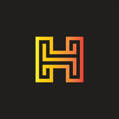 letter H simple striped vector logo symbol