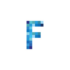 letter f pivels, simple blue vector logo symbol