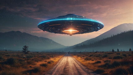 News broadcasts relay harrowing scenes of UFO sightings and abductions, spreading fear and paranoia among the populace, Generative AI