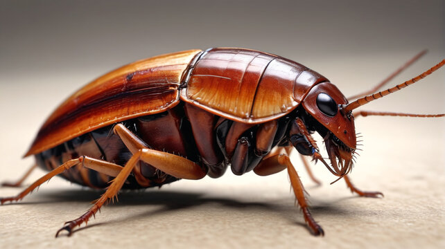 Close-up of a mutated cockroach with strange appendages and unnatural colors, a disturbing sight that induces discomfort, Generative AI