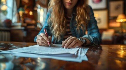 Fototapeta premium Client reviewing insurance documents with an agent's guidance.