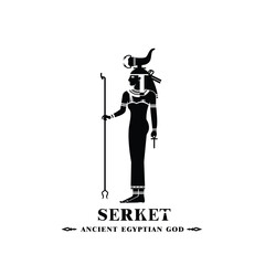 Ancient egyptian god serket silhouette, middle east god Logo