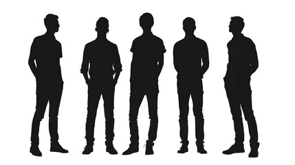 group of silhouettes people isolated background transparent PNG