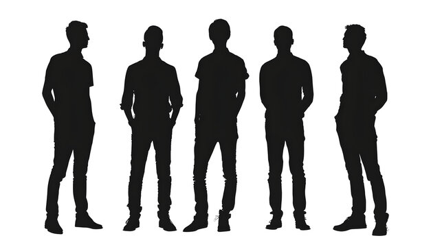 group of silhouettes people isolated background transparent PNG