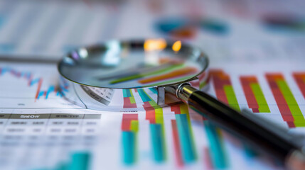 Business financial management and data analysis with reports and profit strategy.