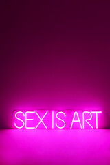 Pink neon sign sex is art. Trendy style. Neon sign. Custom neon. Home decor.