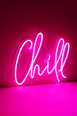 Pink neon sign chill. Trendy style. Neon sign. Custom neon. Home decor.