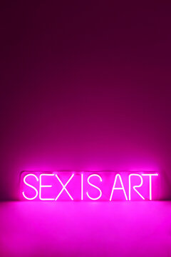 Pink neon sign sex is art. Trendy style. Neon sign. Custom neon. Home decor.