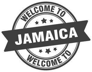 Welcome to Jamaica stamp. Jamaica round sign