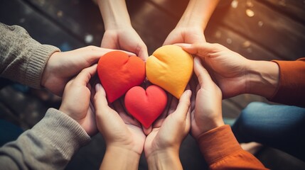 International Day of Friendship concept: hands in shape of heart