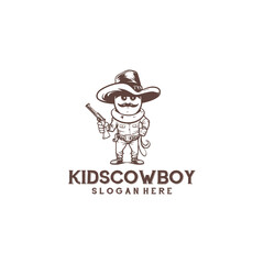 Kids cowboy logo vector illustration