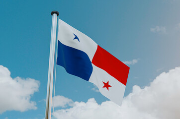 Panama Flag with Sky Background 3d illustration image
