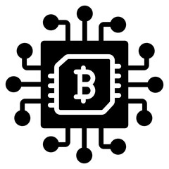 A unique design icon of bitcoin processor

