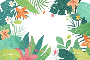 Summer tropical colorful theme frame graphic asset