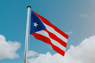Puerto Rico Flag with Sky Background 3d illustration image
